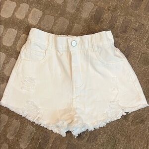 High-Rise White Distressed girls Shorts